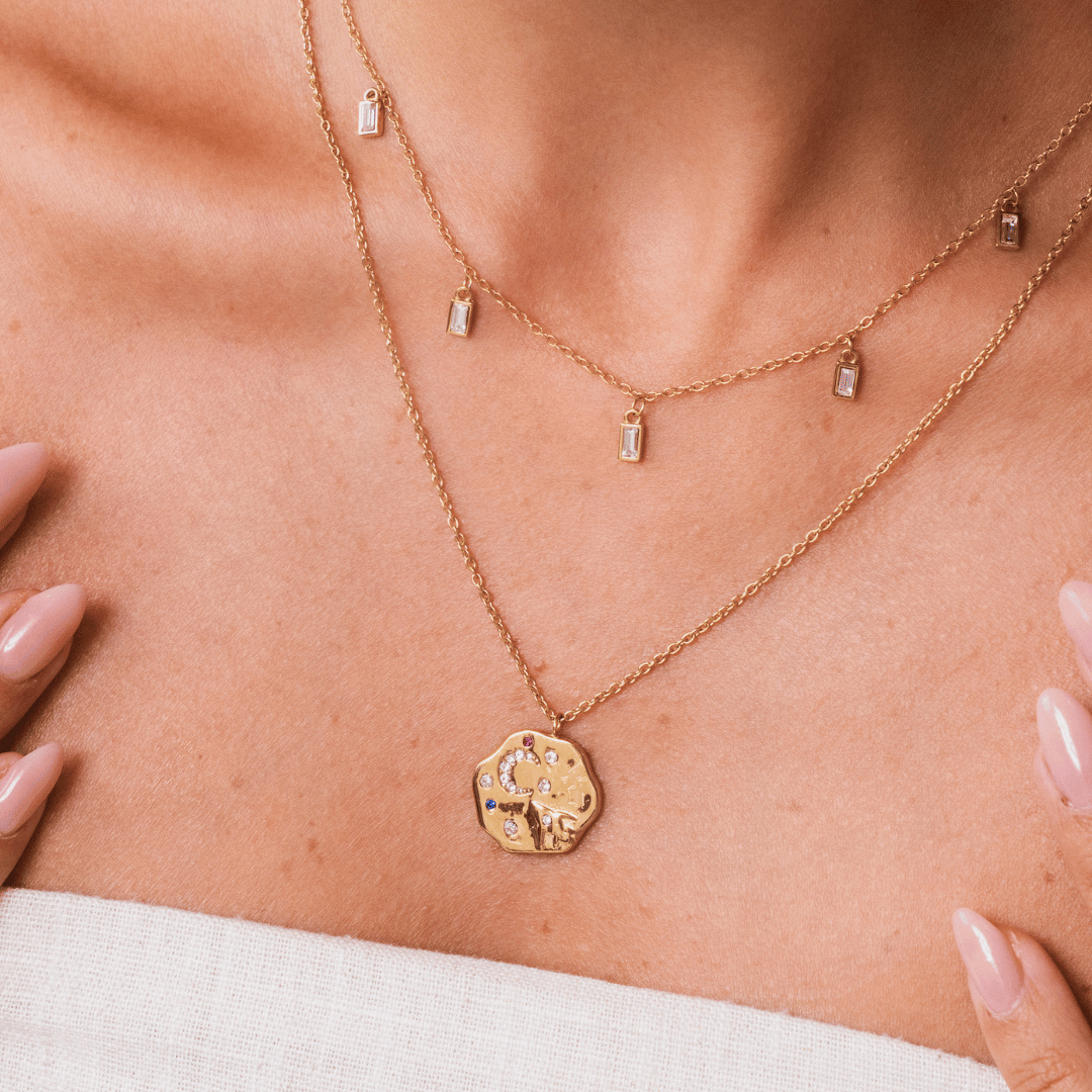 White Chakra Necklace - Gold