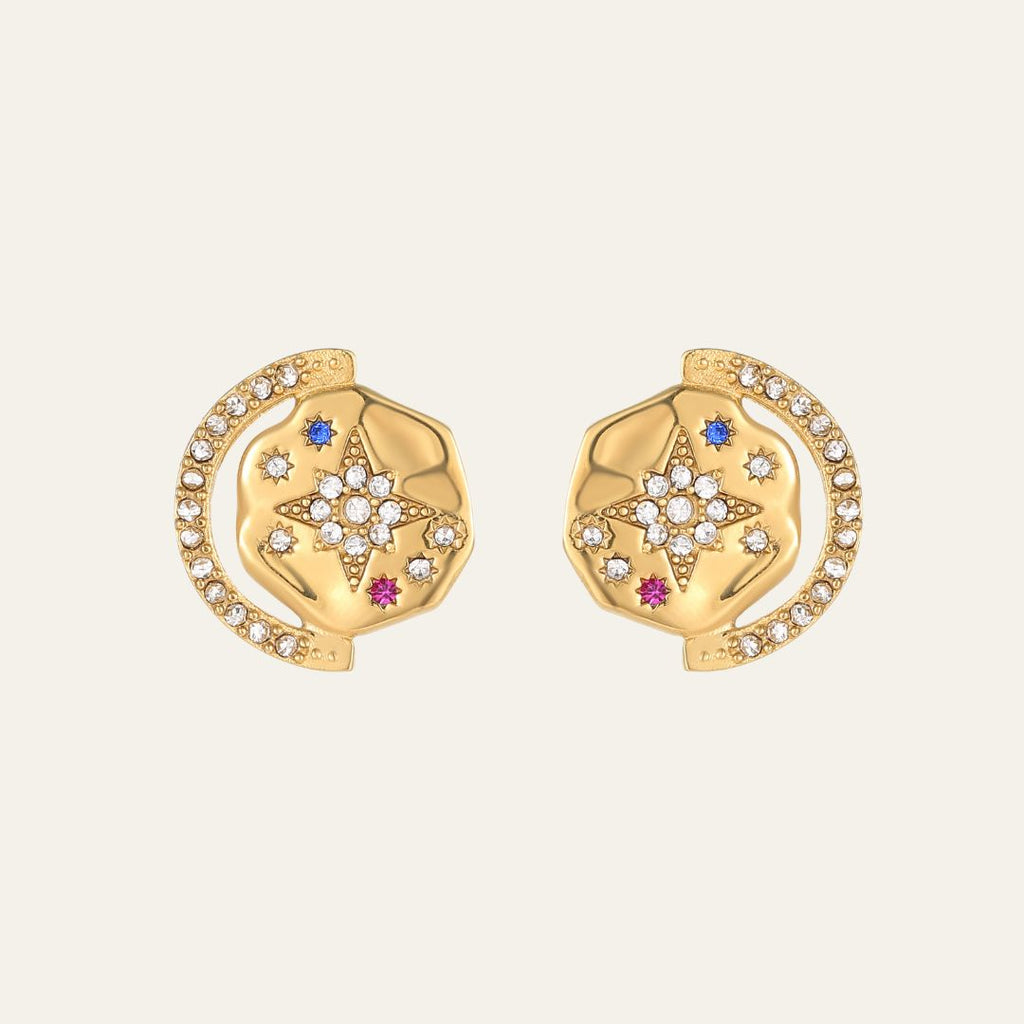 My Sun, Moon & Stars Studs Gold