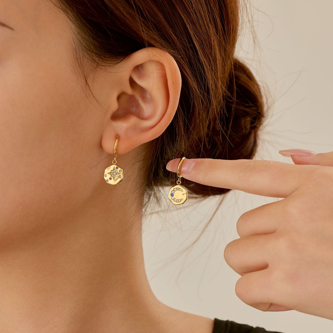 My Sun, Moon & Stars 3.0 necklace & earrings set - gold