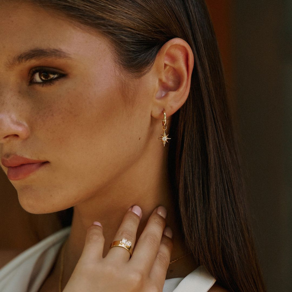 Star Drop Earrings in Silver