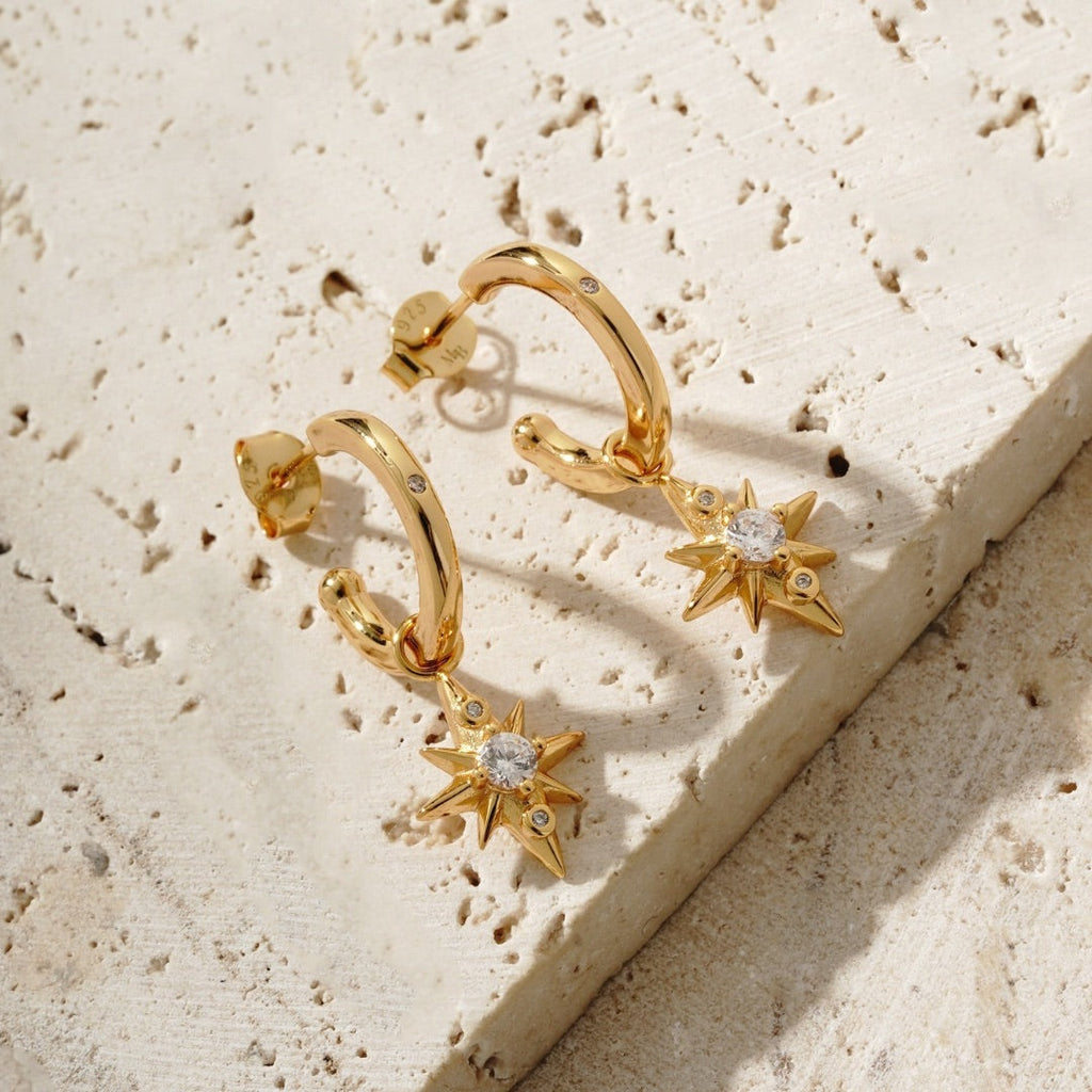 Star Drop Earrings in Gold