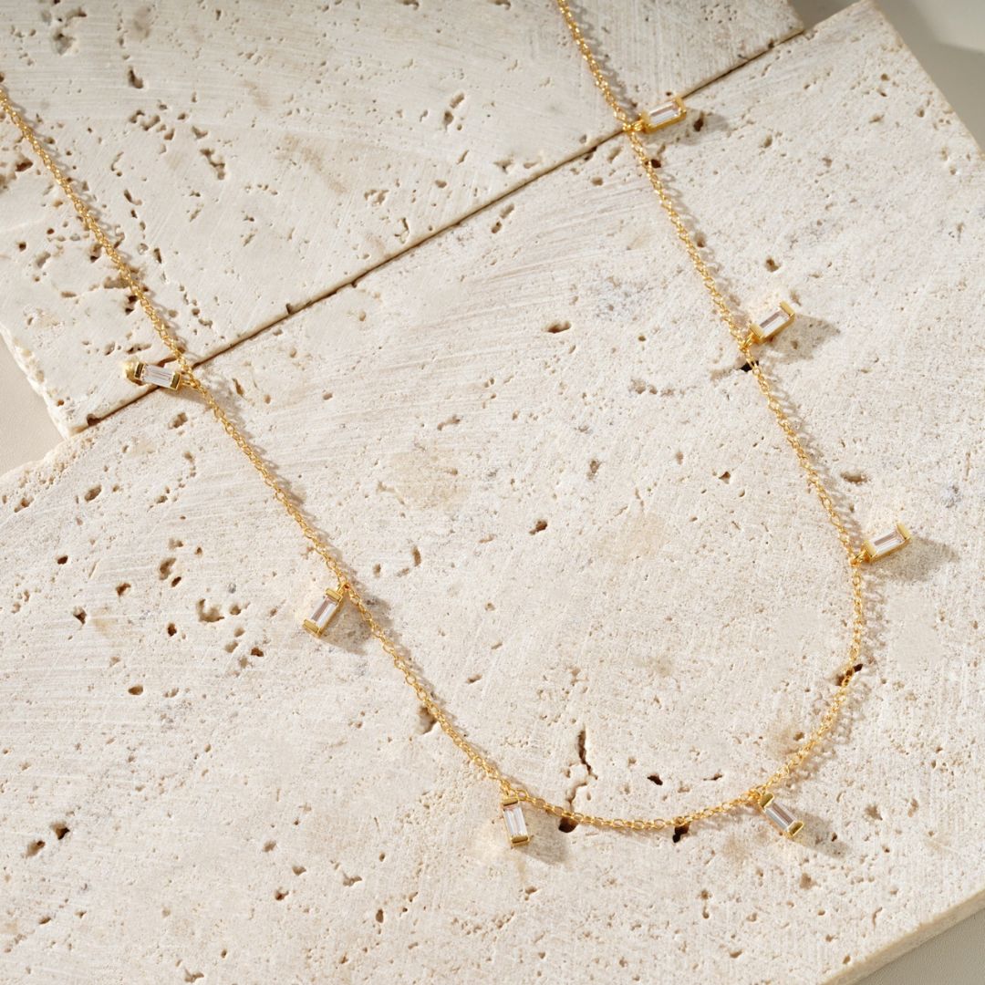 White Chakra Necklace - Gold